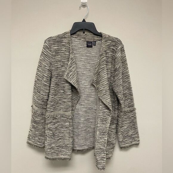 Women's Rafaella Marled Gold Glitter Open Cardigan SZ L - Picture 1 of 6
